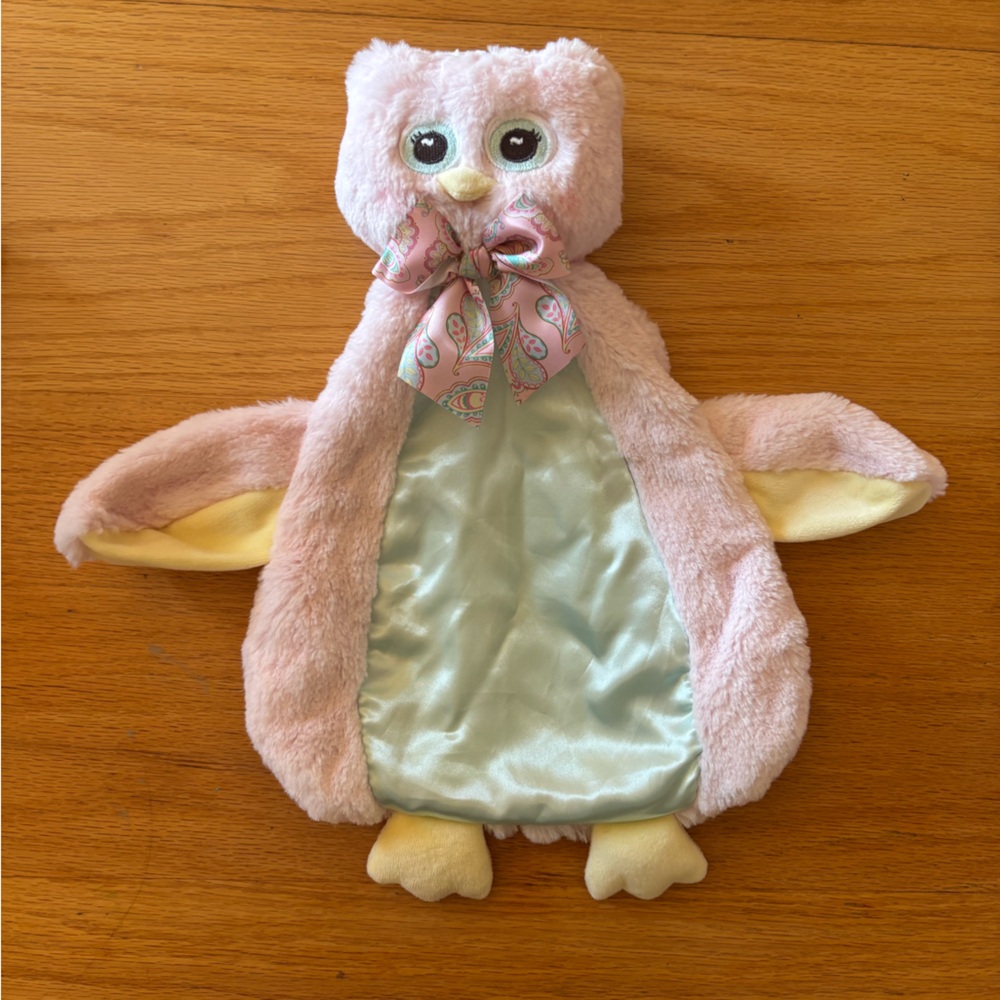 Bearington Baby Owl Lovey Security Blanket Pink Blue Plush Stuffed Animal (C5526